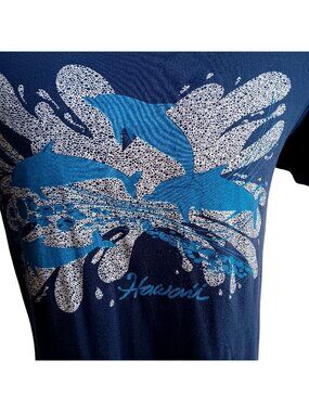 Vintage T-Shirt Large Single Stitch 1980's Hanes Hawaii Surfer Dolphins Print